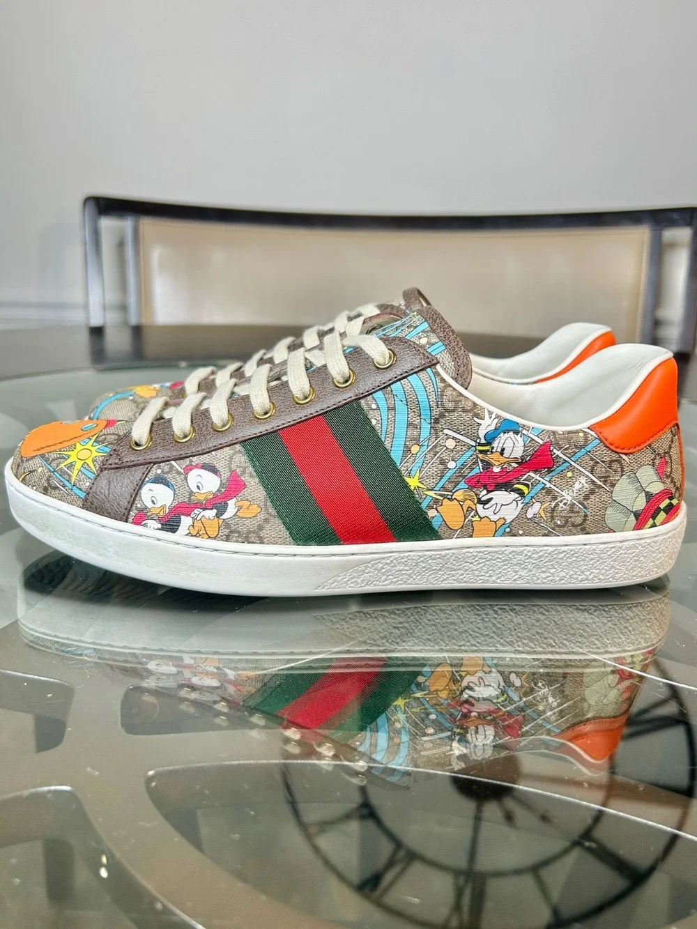 Gucci x Disney Donald Duck Ace Sneakers Mens Size 9.5 (US 10) GG Canvas